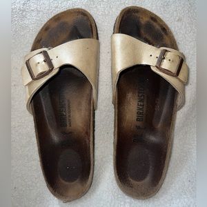 Birkenstock Women Madrid Leather Sandals | Size 39 EU - 8-9 US | Gold |